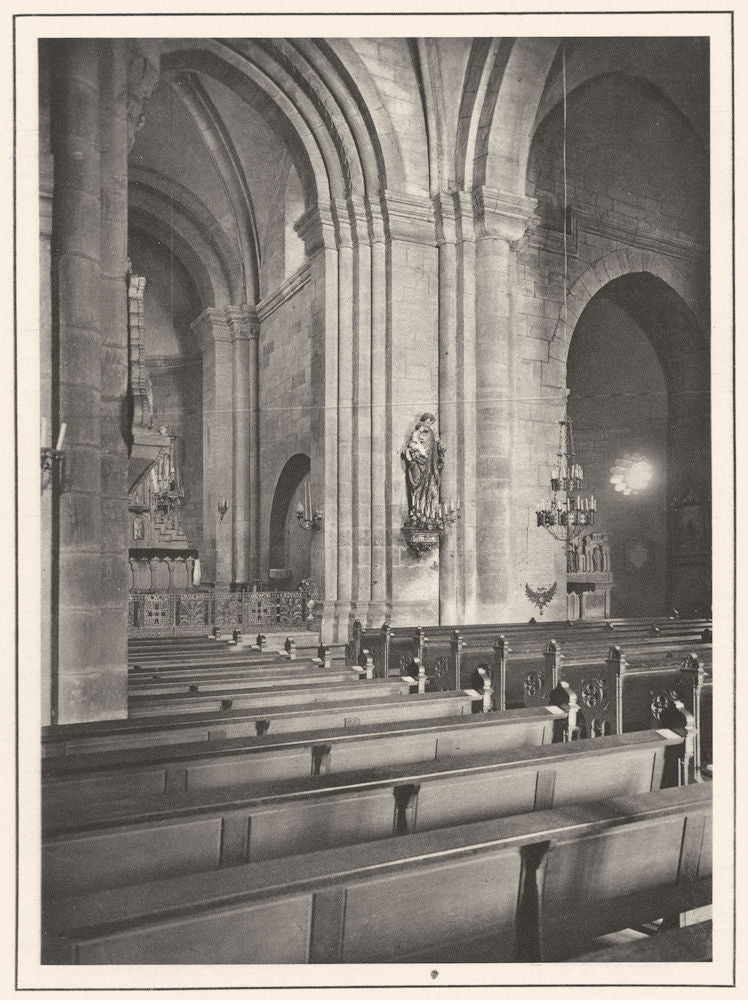 MOSELLE. Intérieur de L'église d'hesse 1937 old vintage print picture